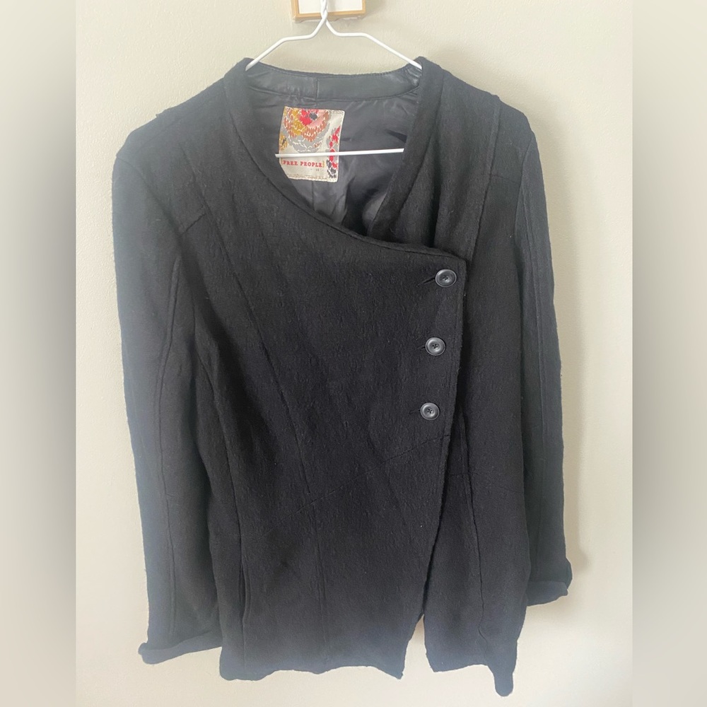 Free People Wool Coat, Size 10, Excellent Used Condition, Black